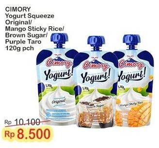 Promo Harga Cimory Squeeze Yogurt Original, Mango Sticky Rice, Brown Sugar, Purple Taro 120 gr - Indomaret