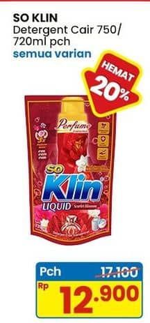 Promo Harga So Klin Liquid Detergent All Variants 720 ml - Indomaret