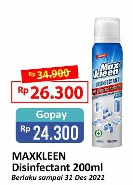 Promo Harga MAX KLEEN Disinfectant Spray 200 ml - Alfamart