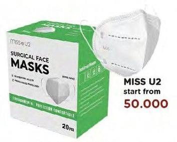 Promo Harga MISS U2 Masker All Variants 20 pcs - Watsons