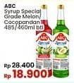 Promo Harga ABC Syrup Special Grade Melon, Coco Pandan 485 ml - Indomaret