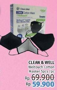 Promo Harga CLEANWELL Cotton Mask 5 pcs - LotteMart