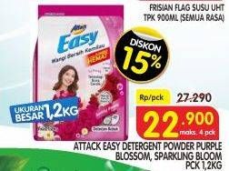 Promo Harga ATTACK Easy Detergent Powder Purple Blossom, Sparkling Blooming 1200 gr - Superindo