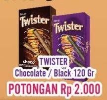 Promo Harga Delfi Twister Wafer Stick Black Vanilla, Choco 140 gr - Hypermart