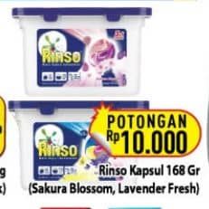 Promo Harga Rinso Kapsul Matic Konsentrat Sakura Blossom, Lavender Fresh 168 gr - Hypermart