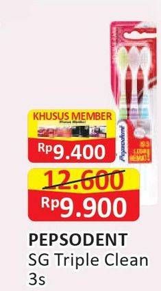 Promo Harga PEPSODENT Sikat Gigi Triple Clean 3 pcs - Alfamart