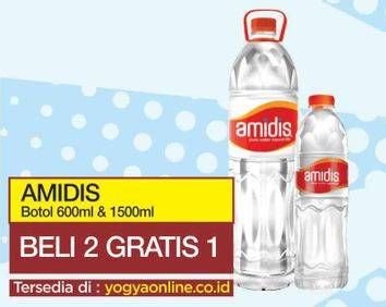 Promo Harga AMIDIS Air Mineral 600mL, 1500mL per 2 botol - Yogya