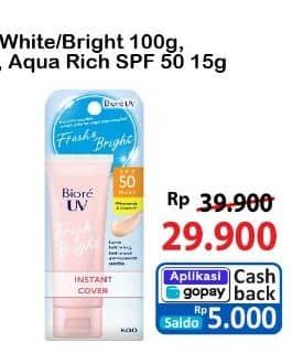 Promo Harga Biore UV Fresh & Bright Instan Cover/Biore UV Aqua Rich Botanical Peony SPF50   - Alfamart