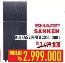 Promo Harga SHARP / SANKEN Kulkas 2 Pintu 200L - 300L  - Hypermart