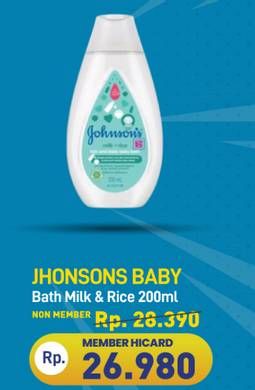 Promo Harga Johnsons Baby Milk Bath Milk + Rice 200 ml - Hypermart