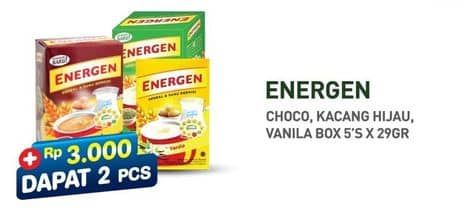 Promo Harga Energen Cereal Instant Chocolate, Kacang Hijau, Vanilla per 5 pcs 30 gr - Hypermart