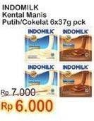 Promo Harga INDOMILK Susu Kental Manis Cokelat, Plain per 6 sachet 37 gr - Indomaret