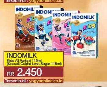 Promo Harga Indomilk Susu UHT Kids Kecuali Less Sugar 115 ml - Yogya