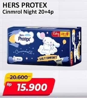 Promo Harga Hers Protex Comfort Night Wing 35cm, Wing 30cm 24 pcs - Alfamart