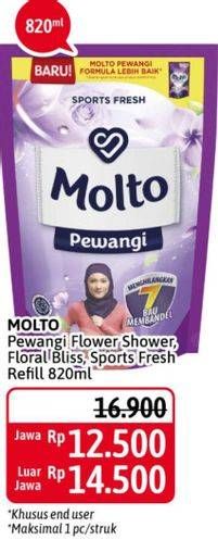 Promo Harga MOLTO Pewangi Floral Bliss, Flower Shower, Sports Fresh 820 ml - Alfamidi