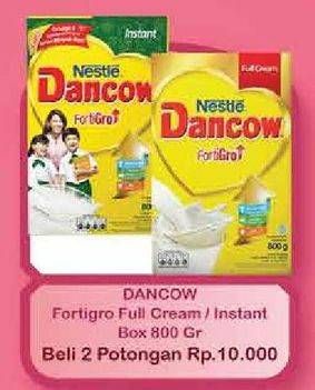 Promo Harga DANCOW FortiGro Susu Bubuk Full Cream, Instant per 2 box 800 gr - Hypermart