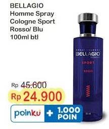 Promo Harga Bellagio Sport Spray Cologne Rosso, Blu 100 ml - Indomaret