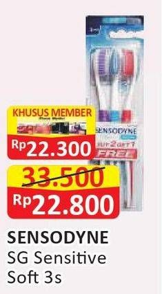 Promo Harga SENSODYNE Sikat Gigi Sensitive Soft 3 pcs - Alfamart