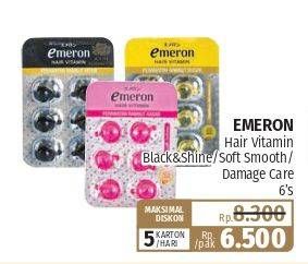 Promo Harga Emeron Hair Vitamin Black Shine, Damage Care, Soft Smooth 6 pcs - Lotte Grosir