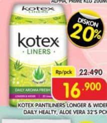 Promo Harga Kotex Fresh Liners Longer & Wider Daily Healthy & Aloe Vera 32pcs  - Superindo