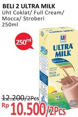 Promo Harga ULTRA MILK Susu UHT Coklat, Full Cream, Moka, Stroberi 250 ml - Alfamidi