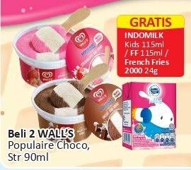 Promo Harga WALLS Populaire Chocolate Vanilla, Strawberry Vanilla 90 ml - Alfamart