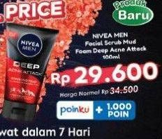 Promo Harga NIVEA MEN Deep Mud Facial Foam Scrub Acne Attack 100 ml - Indomaret