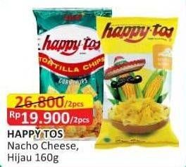 Promo Harga HAPPY TOS Tortilla Chips Nacho Cheese, Hijau 140 gr - Alfamart