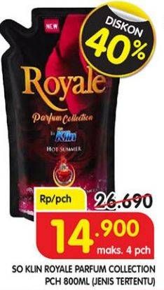 Promo Harga SO KLIN Royale Parfum Collection 800 ml - Superindo