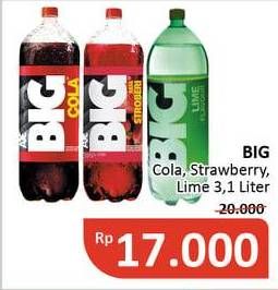 Promo Harga AJE BIG COLA Minuman Soda Cola, Strawberry, Lime 3100 ml - Alfamidi