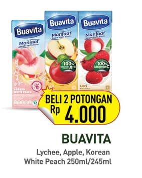 Promo Harga Buavita Fresh Juice Lychee, Apple, Korean White Peach 245 ml - Hypermart