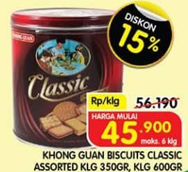 Promo Harga Khong Guan Classic Assorted Biscuit Persegi, Mini 350 gr - Superindo