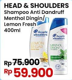 Promo Harga Head & Shoulders Shampoo Cool Menthol, Lemon Fresh 400 ml - Indomaret