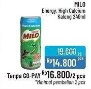 Promo Harga MILO Susu UHT Hi Calcium, Energy per 2 kaleng 240 ml - Alfamidi