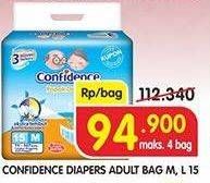 Promo Harga Confidence Adult Diapers Perekat M15, L15 15 pcs - Superindo