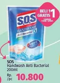 Promo Harga SOS Hand Soap Anti Bacterial 200 ml - LotteMart