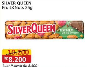 Promo Harga Silver Queen Chocolate Fruit Nuts 25 gr - Alfamart
