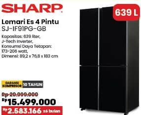 Promo Harga Sharp SJ-IF91PG Kulkas Side By Side 639L GB  - COURTS