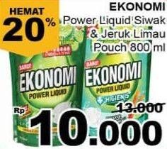 Promo Harga EKONOMI Pencuci Piring Power Liquid Siwak, Jeruk Nipis 800 ml - Giant