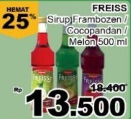 Promo Harga FREISS Syrup Frambozen, Melon, Cocopandan 500 ml - Giant