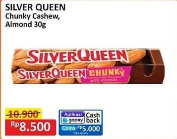 Promo Harga Silver Queen Chunky Bar Cashew, Almonds 30 gr - Alfamart
