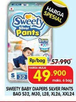 Promo Harga Sweety Silver Pants M30, S32, XL26, XXL24, L28 24 pcs - Superindo