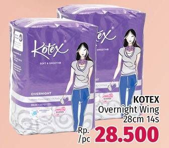 Promo Harga Kotex Soft & Smooth Overnight Wing 28cm 14 pcs - LotteMart