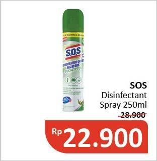 Promo Harga SOS Disinfectant Spray Eucalyptus 250 ml - Alfamidi