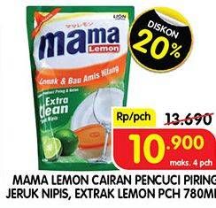 Promo Harga MAMA LEMON Cairan Pencuci Piring Jeruk Nipis, Lemon Daun Mint 780 ml - Superindo