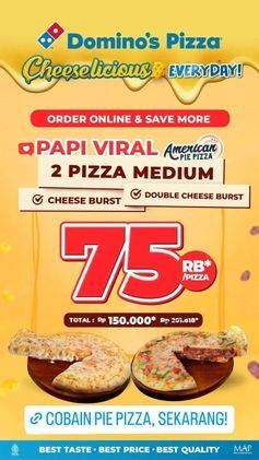 Promo Harga 75rb per pizza  - Domino Pizza