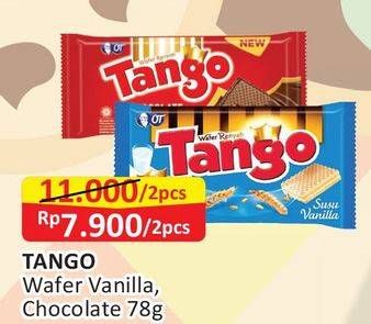 Promo Harga TANGO Wafer Chocolate, Vanilla Milk per 2 bungkus 78 gr - Alfamart
