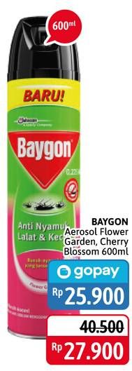 Promo Harga BAYGON Insektisida Spray Cherry Blossom, Flower Garden 600 ml - Alfamidi