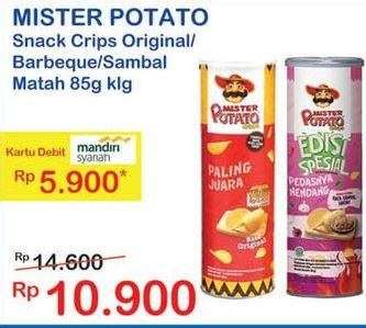 Promo Harga MISTER POTATO Snack Crisps Original, BBQ, Sambal Matah 85 gr - Indomaret