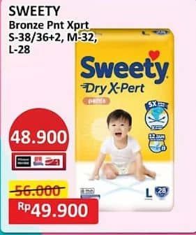 Promo Harga Sweety Bronze Pants Dry X-Pert S36+2, M32, L28 28 pcs - Alfamart